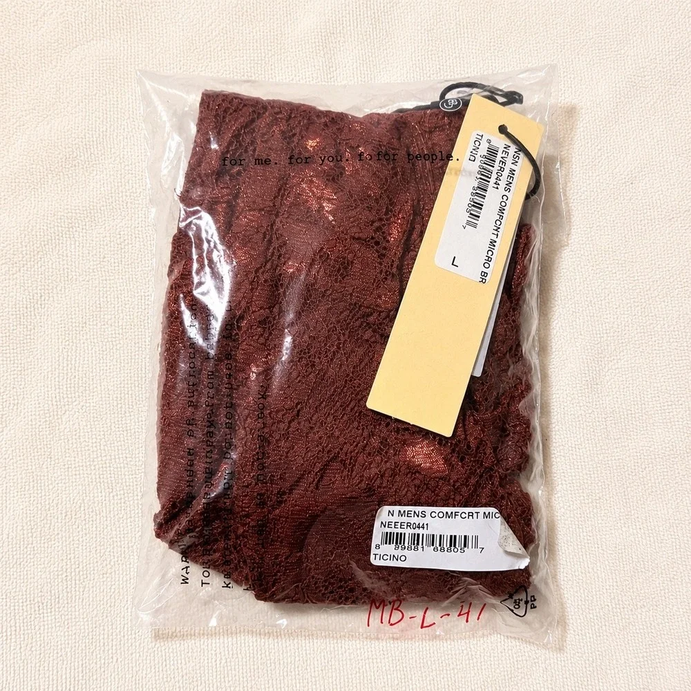 COSABELLA Men's Comfort Micro Brief Ticino Bronze Lace Underwear - Size L / NWT